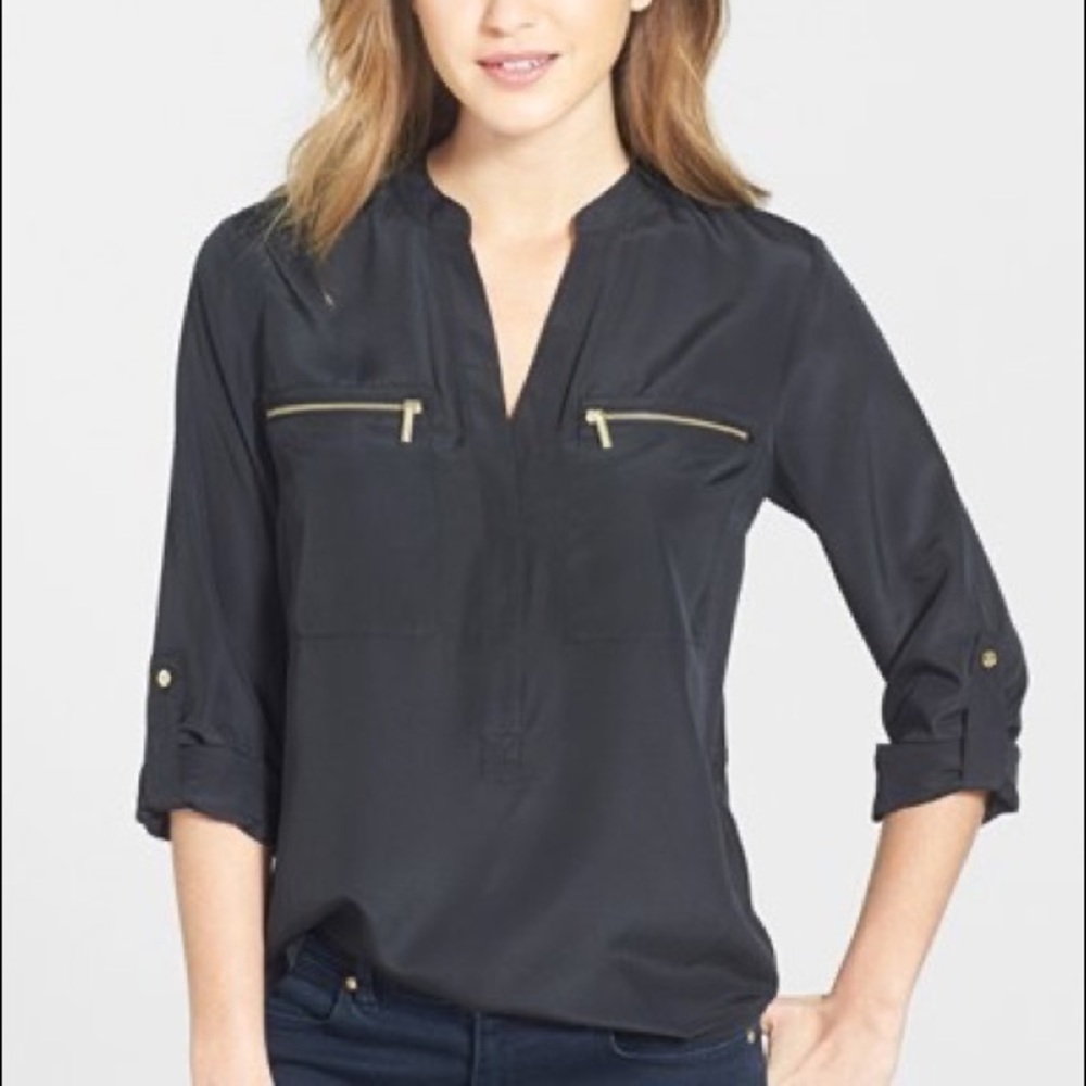 Michael Kors Black Zipper Blouse Small S